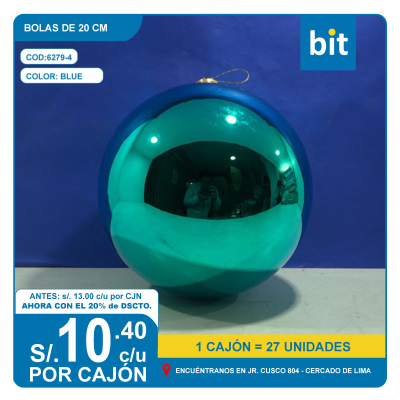 C03 BOLAS DE 20 CM- BLUE/ COD:6279-4 - CJN 27 UNDS