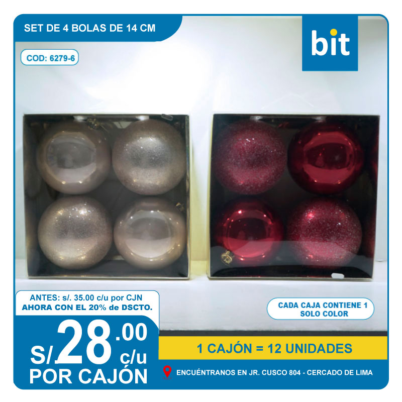 C03 14cm-SET DE 4 BOLAS/ COD:6279-6- CJN 12 UNDS
