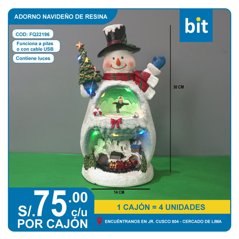 C01 ADORNO NAVIDEÑO DE RESINA / COD: FQ22196- CJN 4 UNDS