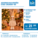 C01 ADORNO NAVIDEÑO 65 CM COD: CR2680-50 CJN 24 UND