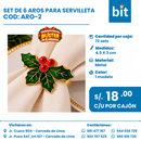 C01 SET AROS SERVILLETA  COD: ARO-2 CJN 72 SETS