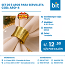 C01 SET AROS SERVILLETA  COD: ARO-4 CJN 72 SETS