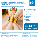C01 SET AROS SERVILLETA  COD: ARO-7 CJN 72 SETS