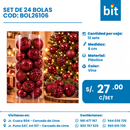 C01 SET BOLAS NAVIDEÑAS COD:  BOL26106 CJN 12 SETS