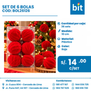 C01 SET BOLAS NAVIDEÑAS COD:  BOL26126 CJN 36 UND