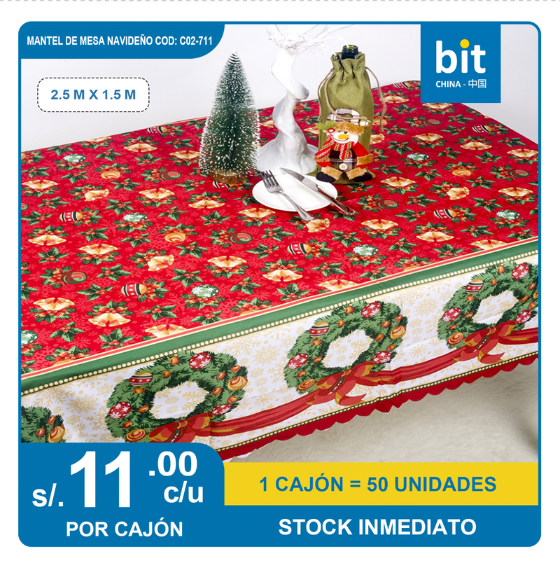 C02-711-MANTEL DE MESA NAVIDEÑO 2.5M*1.5M