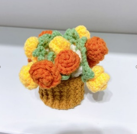 C02 ADORNO GIRASOL FLORERO POSAVASO DE CROCHET DE 15 CM/ CJN 48 UNDS