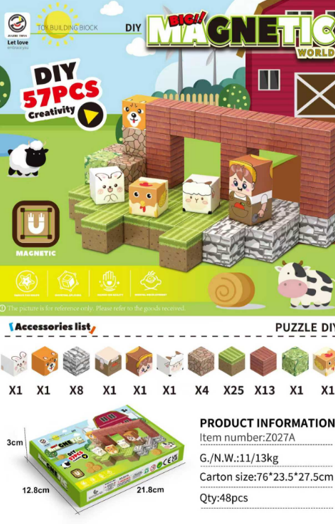 C03 ARMADO DE BLOQUES MAGNETICOS DE 2CM X 50 PCS/ COD: Z027A- CJN 48 UNDS