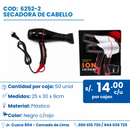 C01 SECADORA DE CABELLO COD:6252-2 CJN 50 UND