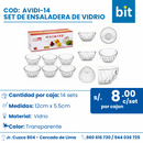 C01 SET DE ENSALADERA DE VIDRIO COD:AVIDI-14 CJN 14 SET