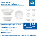 C01 PLATO DE CERAMICA COD: 331-9 CJN 50 UND