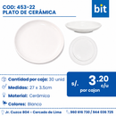 C01 PLATO TENDIDO 10.5" COD: 453-22 CJN 30 UNID
