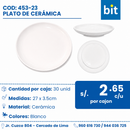 C01 PLATO TENDIDO 10.5" COD: 453-23 CJN 25 UNID