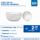 C01 PLATO SEMI HONDO 6" COD: 331-14 CJN 36 UNID