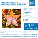 C03 ADORNO ARBOL NAVIDENO DE ESPUMA EN FORMA DE ESTRELLA DE 14CM/ COD: HL25FY-175 - CJN 240 UNDS