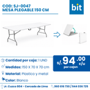 C01 MESA PLEGABLE DE PLASTICO COD:SJ-0047-150 CJN 1 UND