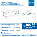 C01 MESA PLEGABLE DE PLASTICO COD:SJ-0047-180 CJN 1 UND
