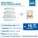 C01 SET DE TAPERS DE VIDRIO COD:AVIDI-4 (ATIDI 4) CJN 12 SET