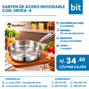 C01 SARTEN DE ACERO INOXIDABLE COD: HR104-4 CJN POR 6 UNID