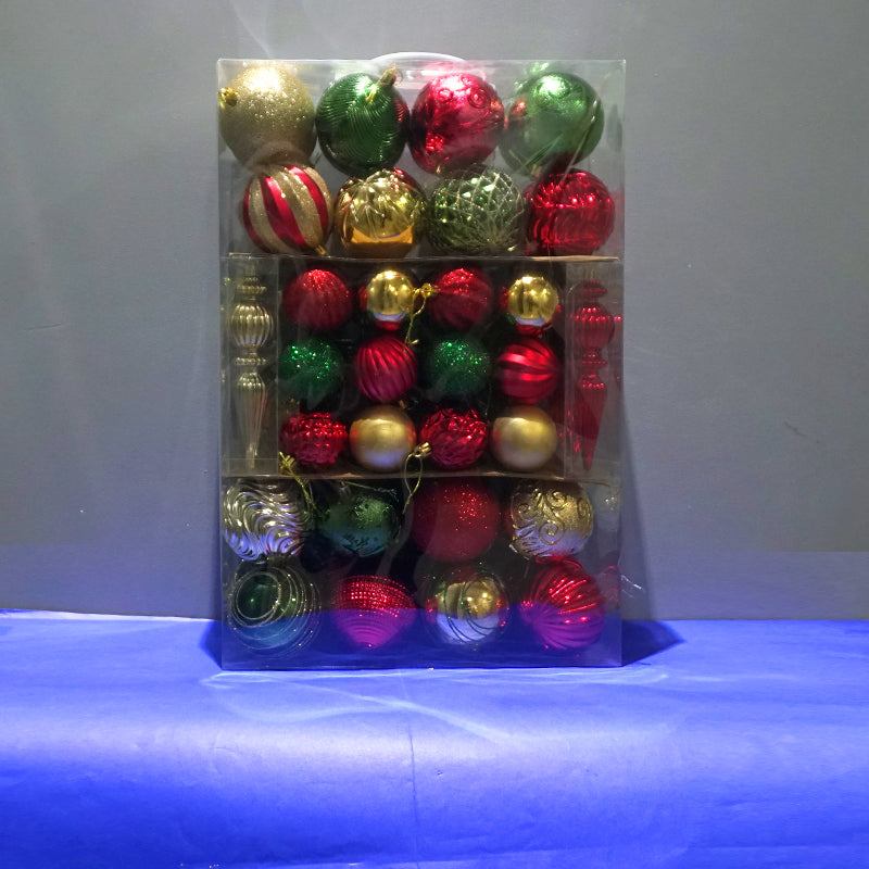 C03 SET DE 74 ADORNOS DE ARBOL- ROJO, DORADO Y VERDE / COD:6279-5 - CJN 8 UNDS