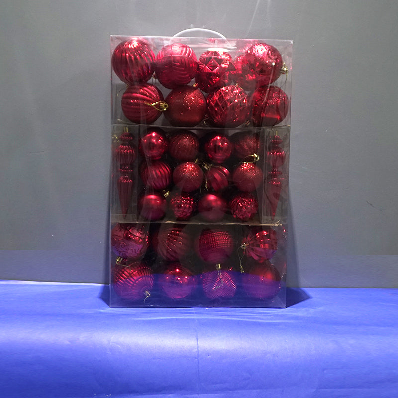 C03 SET DE 74 ADORNOS DE ARBOL- ROJO / COD:6279-5 - CJN 8 UNDS