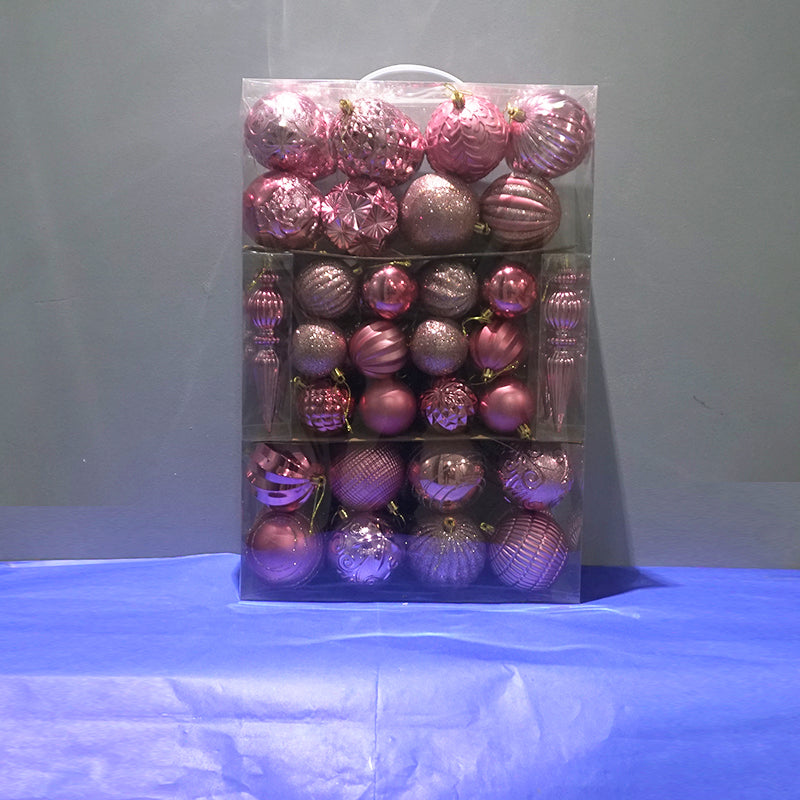 C03 SET DE 74 ADORNOS DE ARBOL- ROSE GOLD/ COD:6279-5 - CJN 8 UNDS