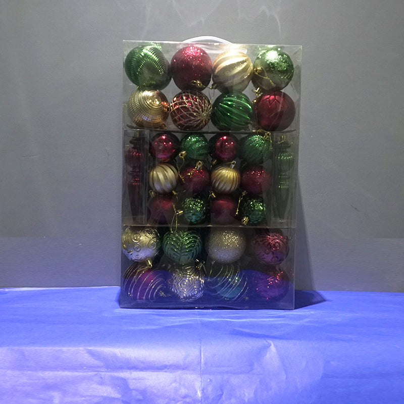 C03 SET DE 74 ADORNOS DE ARBOL- VINO, DORADO Y VERDE / COD:6279-5 - CJN 8 UNDS