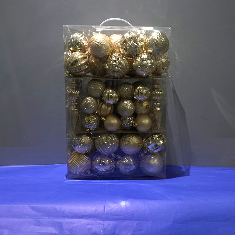 C03 SET DE 74 ADORNOS DE ARBOL-  GOLD/ COD:6279-5 - CJN 8 UNDS