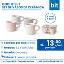 C01 SET DE VASOS DE CERAMICA COD: 619-1  CJN 18 SET