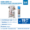 C03 ESTANTE PARA COLGAR ROPA/ COD: 6013-4- CJN 18 UNDS