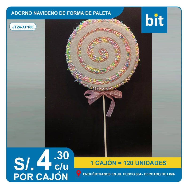 ADORNO NAVIDEÑO FORMA DE PALETA COD: XF186 - CJN X 120