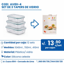 C01 SET DE TAPERS DE VIDRIO COD:AVIDI-4 (ATIDI 4) CJN 12 SET